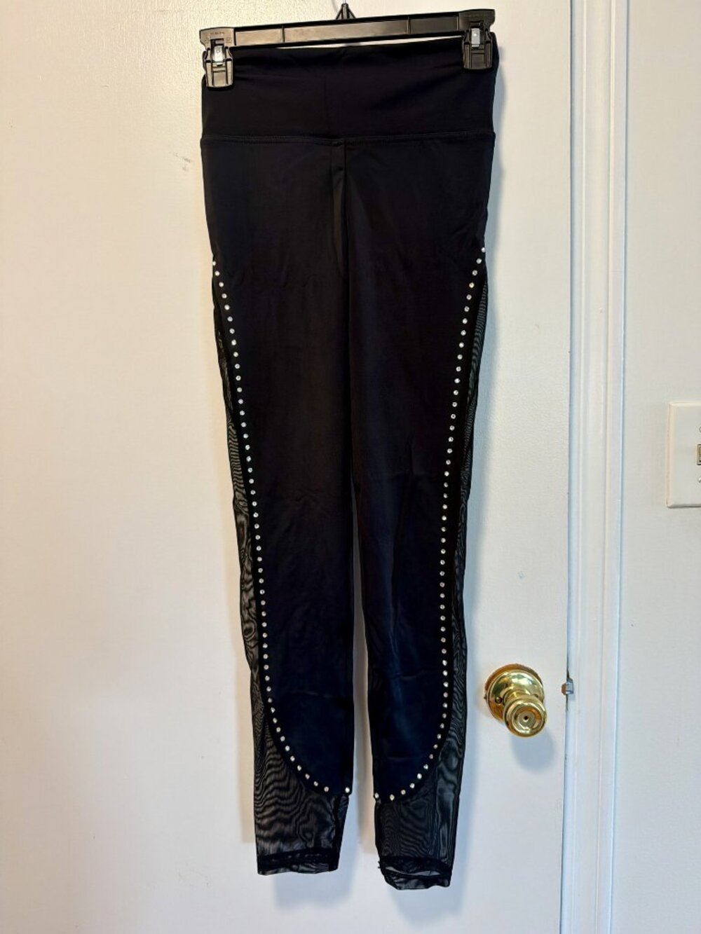 Black Swarovski Crystal Studded Side Leggings